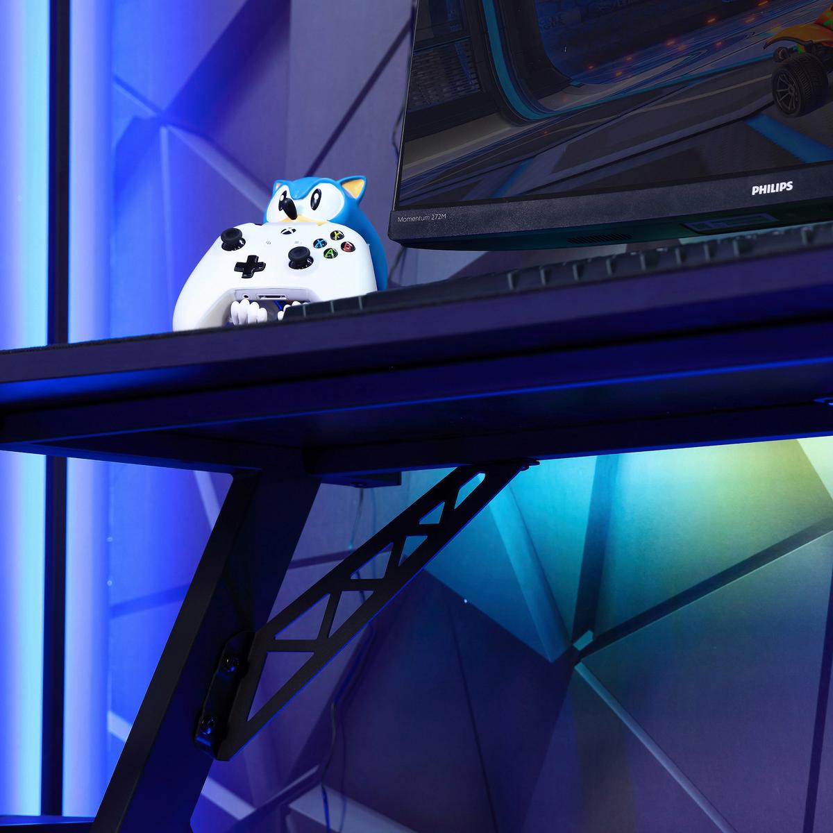 Gamingtisch Lumio Schwarz L: 140cm - Schwarz, MODERN, Holzwerkstoff/Metall (140/60/75cm) - X Rocker