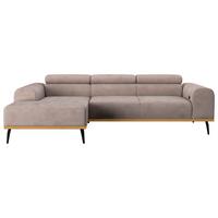 Ecksofa Sandfarben Mit Sitzvorzug S: 157x244 Cm - Sandfarben/Schwarz, KONVENTIONELL, Textil (157/244cm) - Cotta