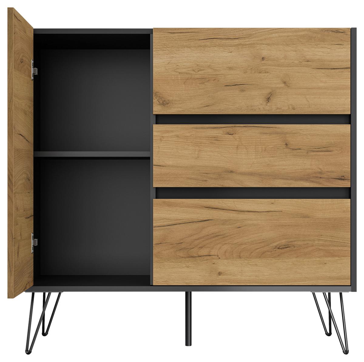 Sideboard Posseik Industrial Graphitfarben/Eichef. B: 99 cm - Elfenbein/Eichefarben, Design, Holzwerkstoff (99/93,6/42cm) - P & B