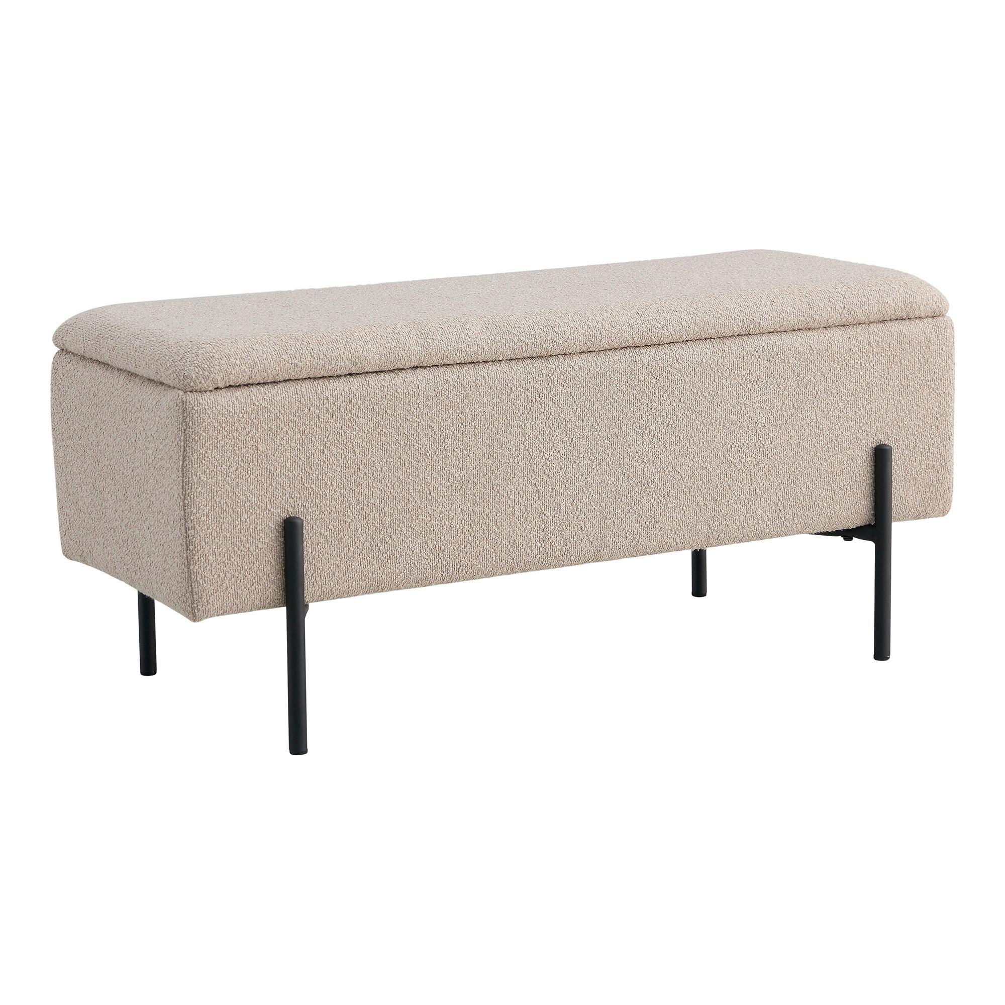 TRUHENBANK Watford, Beige B: 95cm - Beige/Schwarz, Design, Textil (95/43/36,5cm) - MID.YOU