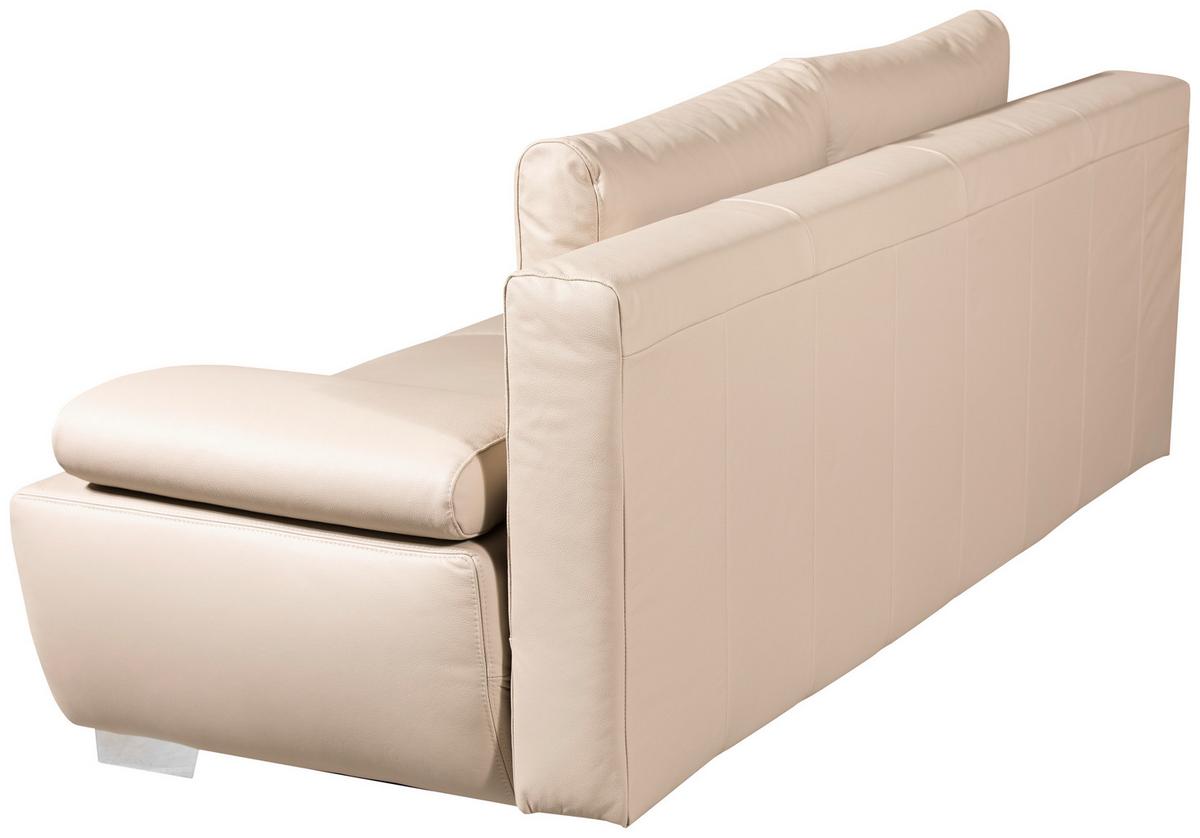 Schlafsofa mit Kissen Nikita Leder - Chromfarben/Beige, KONVENTIONELL, Leder (195/85/90cm) - Livetastic