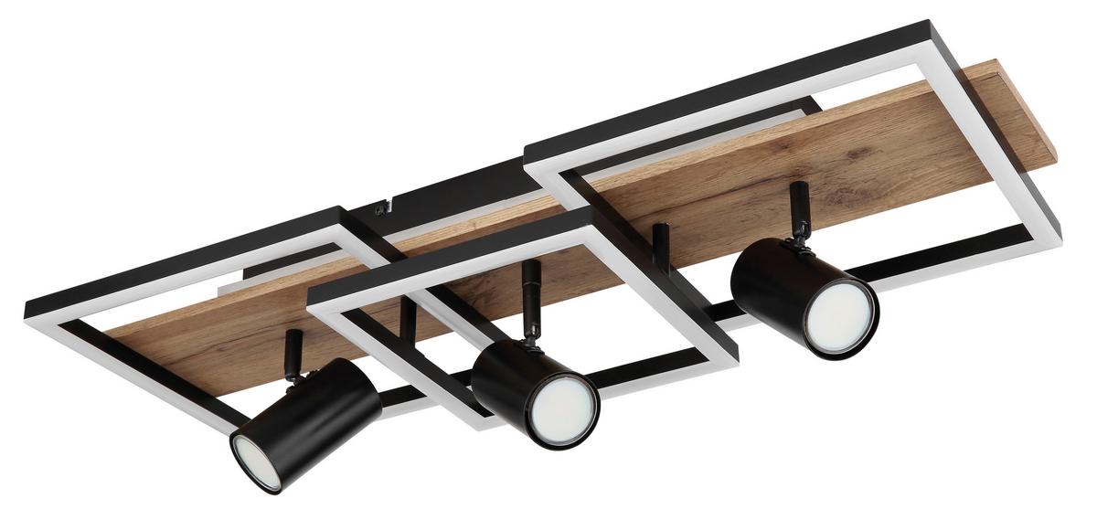 Led-deckenleuchte 67305d2 - Schwarz/Naturfarben, Design, Holzwerkstoff/Kunststoff (72/27/18cm) - Globo