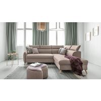 Rozkládací sedačka Simone, pravé provedení - přírodní barvy/béžová, Moderní, dřevo/textil (253/82/95/208cm)