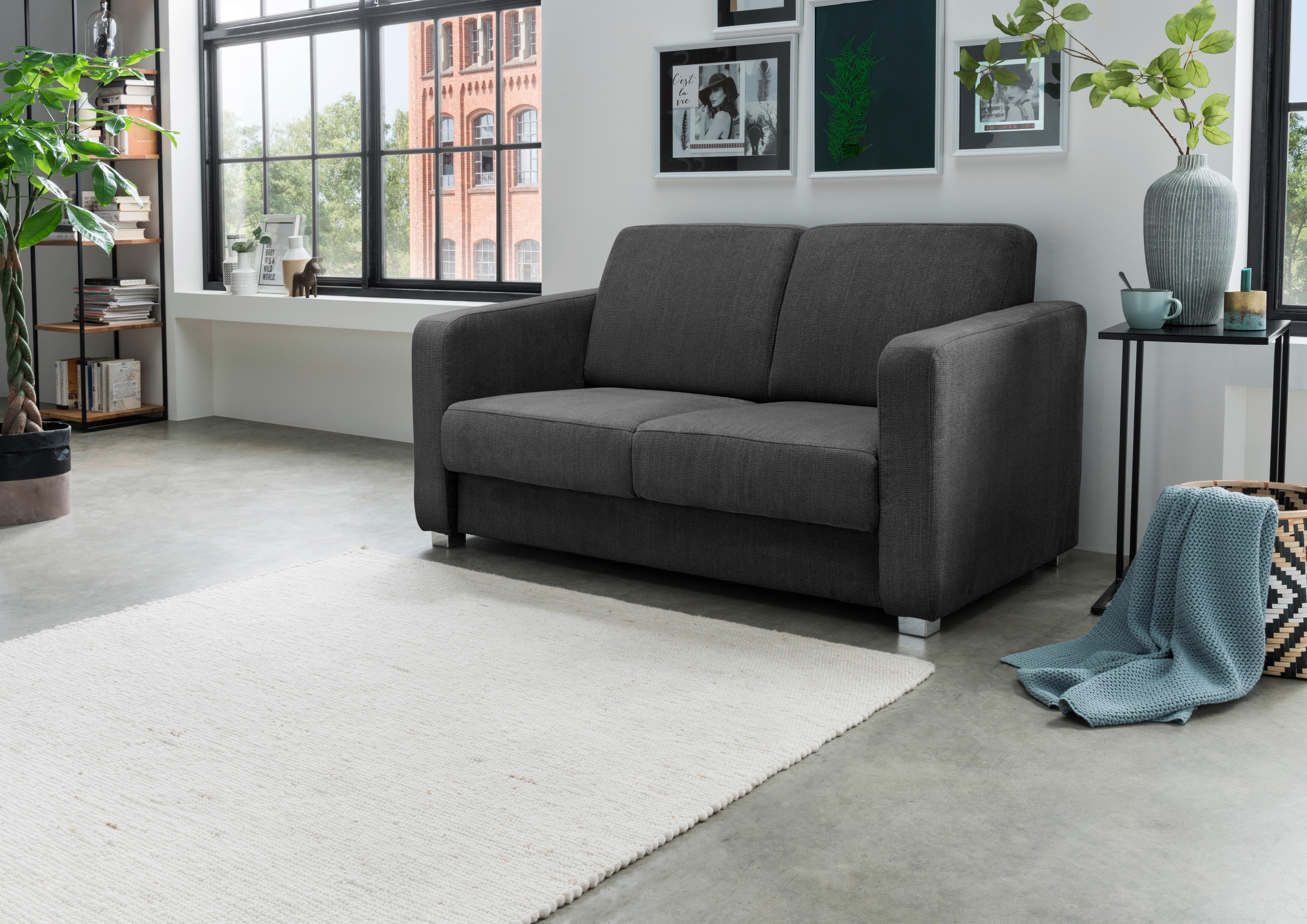 Schlafsofa Mia, Anthrazit B: 159 Cm - Chromfarben/Anthrazit, Basics, Textil (159/88/87cm) - Livetastic