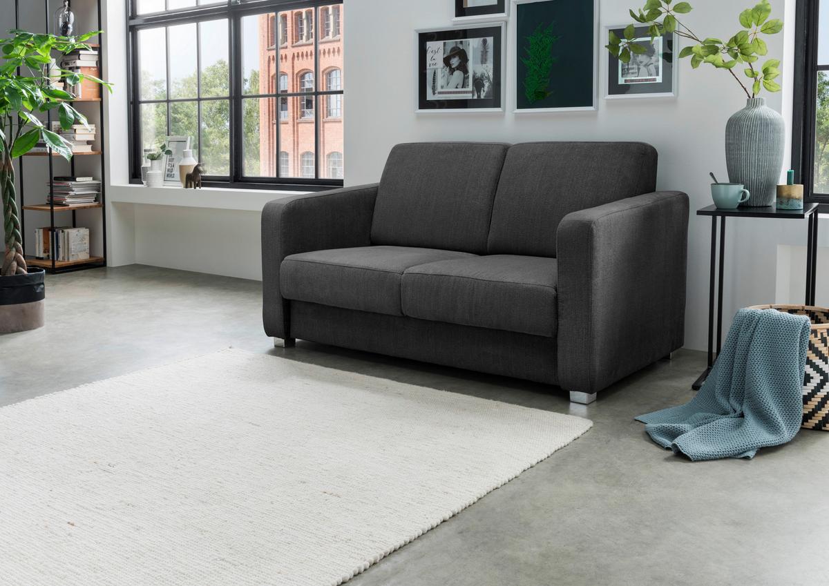 Schlafsofa Mia, Anthrazit B: 159 Cm - Chromfarben/Anthrazit, Basics, Textil (159/88/87cm) - Livetastic