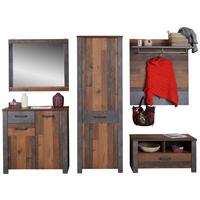 Garderoben-set Ontario Old Style Dekor 5 Tlg. Mit Spiegel - Eichefarben/Grau, Trend, Holzwerkstoff (260,40/200/37cm) - Ondega