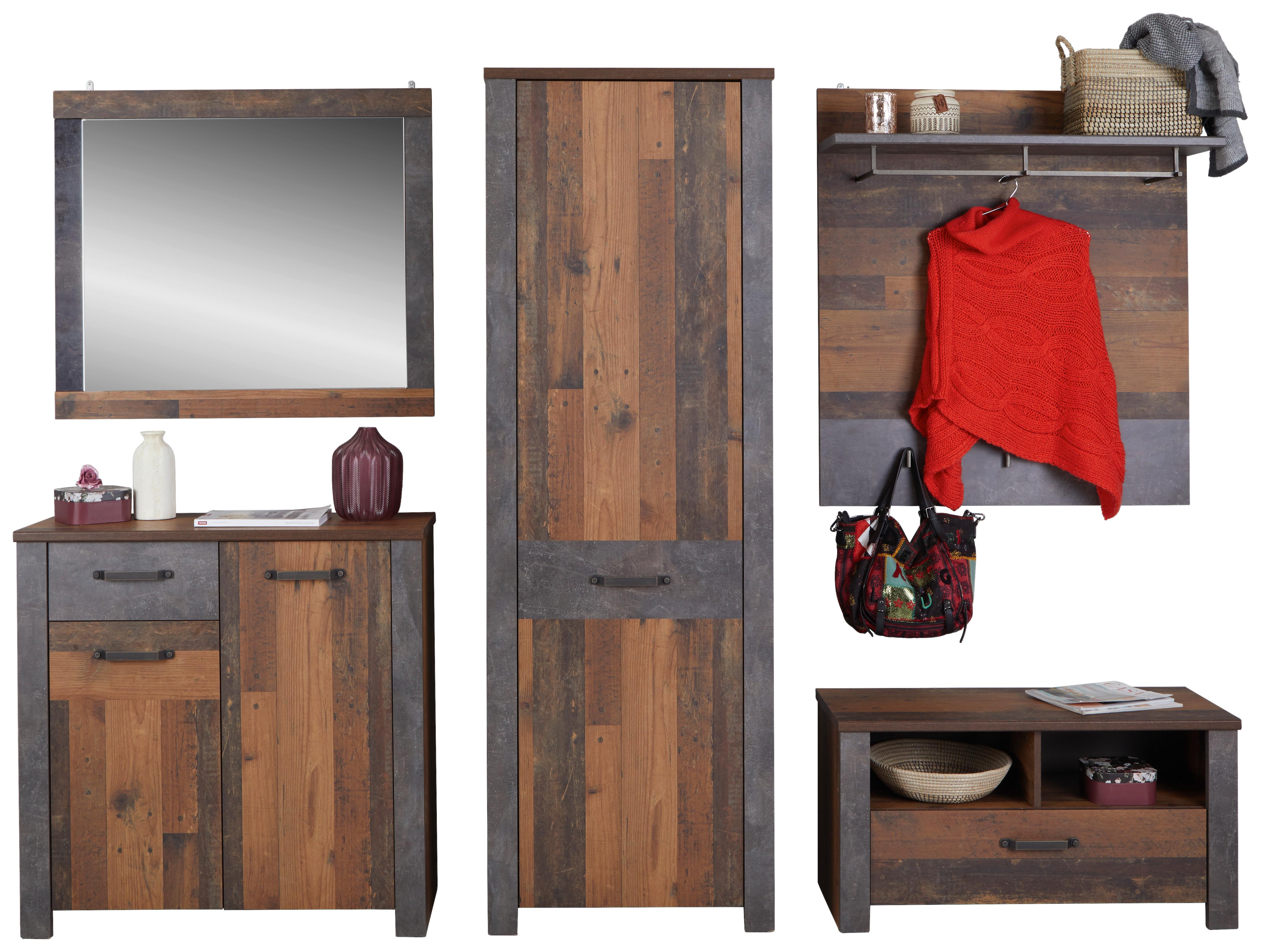 Garderoben-set Ontario Old Style Dekor 5 Tlg. Mit Spiegel