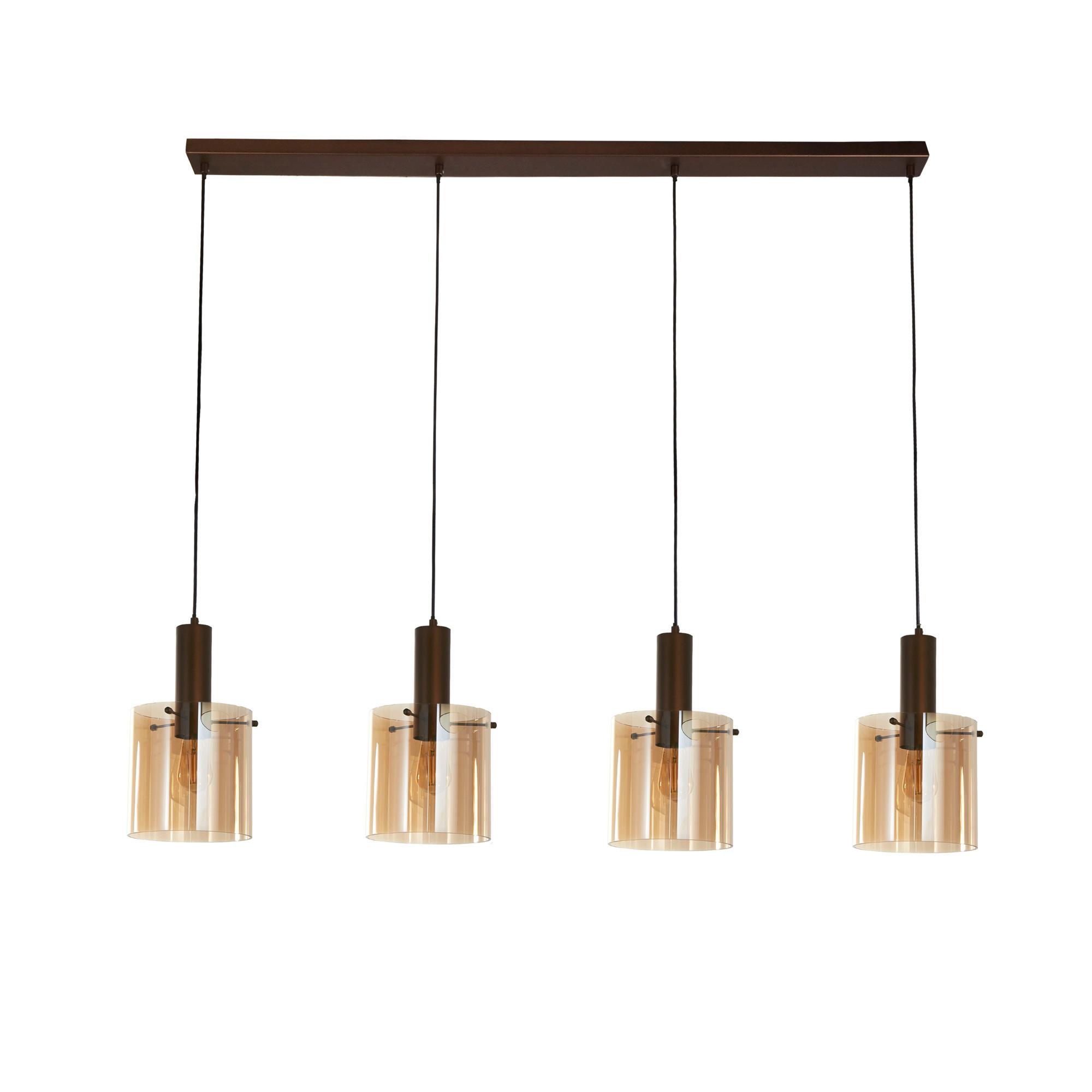 Hängeleuchte 88910-4mo - Bernsteinfarben, Design, Glas/Metall (142/22/35-150cm)