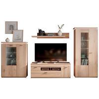 Wohnkombination Modern 4-tlg. Mit Led Vancouver Eiche Dekor - Eichefarben, MODERN, Glas/Holzwerkstoff (342/198/44cm)