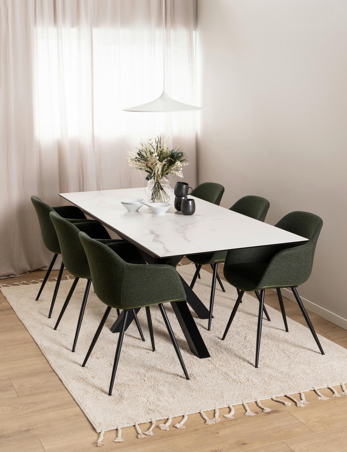Esstisch Ausziehbar Heaven 168-210x90x75,5cm Schwarz/weiß - Schwarz/Weiß, Trend, Keramik/Metall (168-210/90/75,5cm) - MID.YOU
