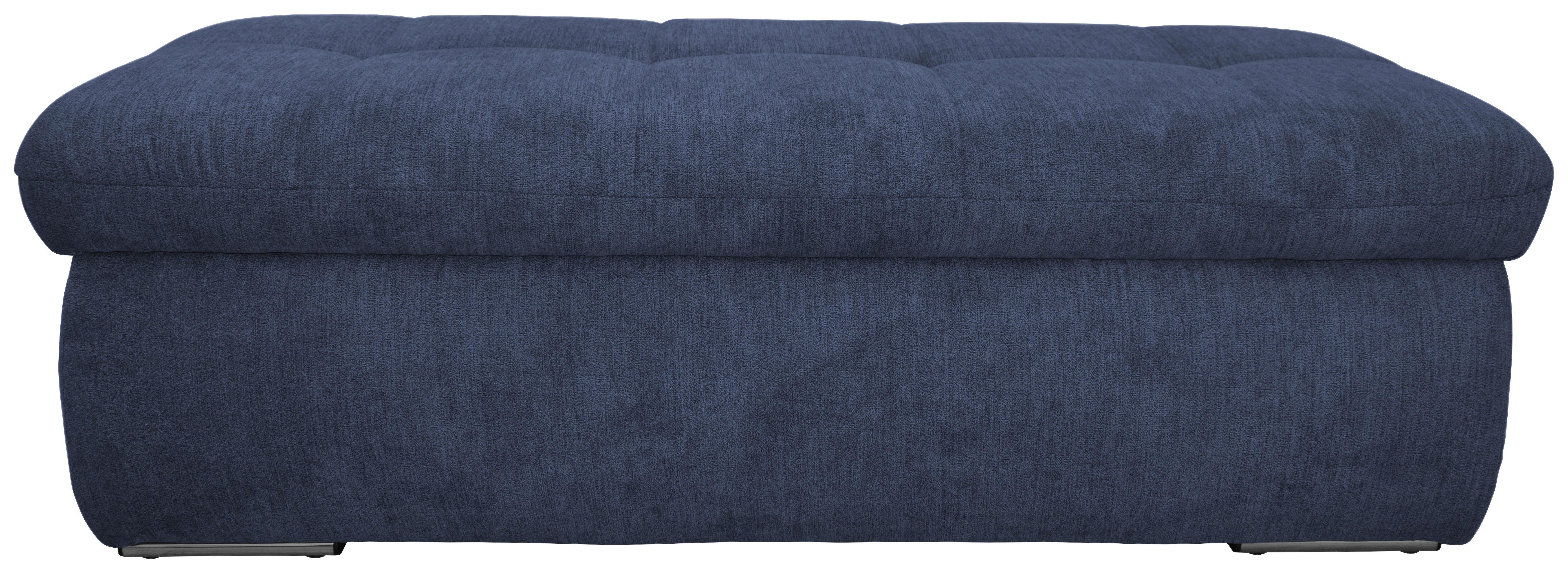 Hockerbank Moric Mikrofaser Dunkelblau H: 43 Cm  Stauraum - Chromfarben/Dunkelblau, KONVENTIONELL, Textil (136/43/64cm) - MID.YOU