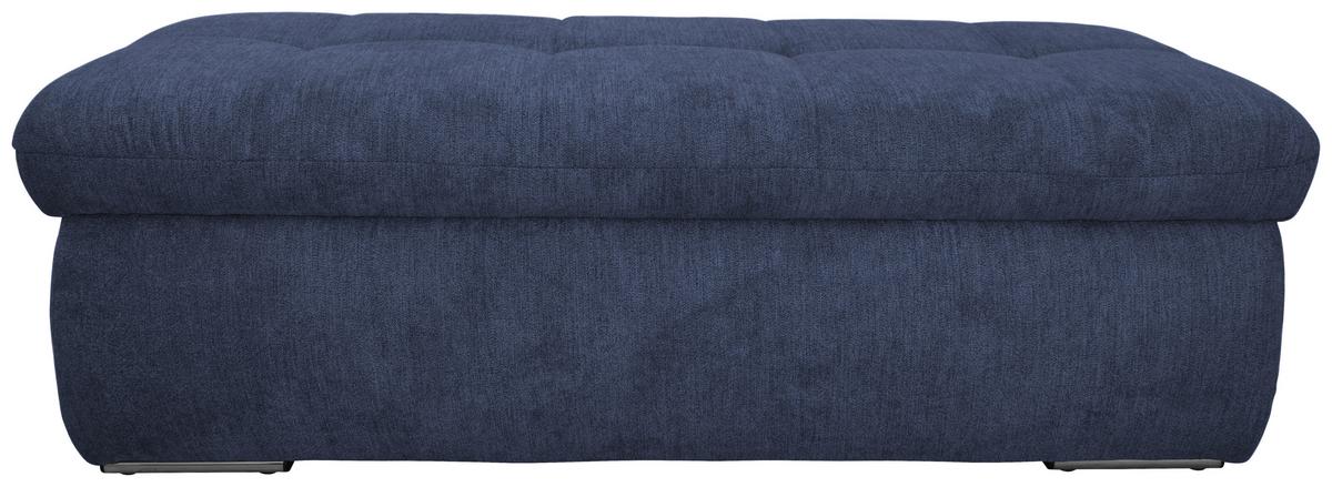 Hockerbank Moric Mikrofaser Dunkelblau H: 43 Cm  Stauraum - Chromfarben/Dunkelblau, KONVENTIONELL, Textil (136/43/64cm) - MID.YOU