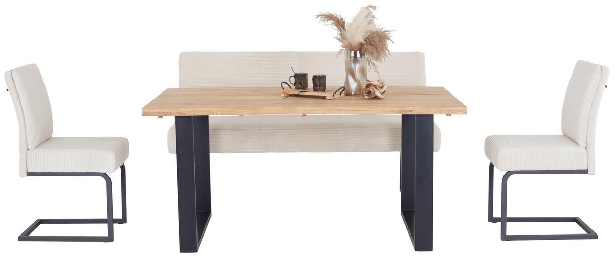 Esstisch Wood 160x75 Cm Eiche - Schwarz/Naturfarben, KONVENTIONELL, Holz/Metall (160/75/90cm) - James Wood