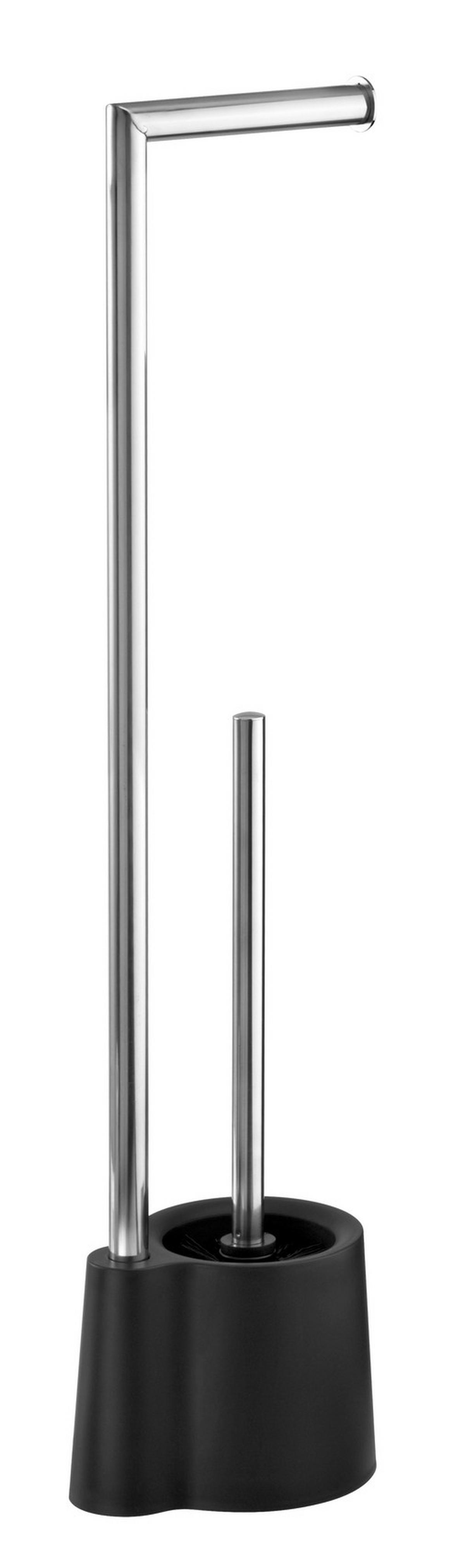 WC-Bürstengarnitur Avola Stehend Kunststoff/Metall - Silberfarben/Schwarz, KONVENTIONELL, Kunststoff/Metall (13/70/16cm) - Wenko