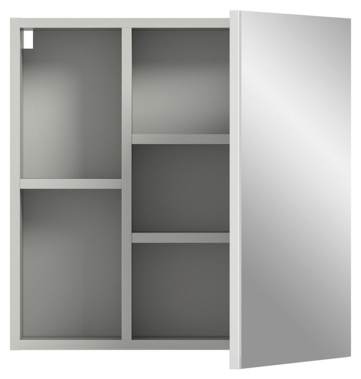 Spiegelschrank Copa 1-Türig B: 55 cm - Grau, MODERN, Glas/Holzwerkstoff (55/55/17cm) - MID.YOU