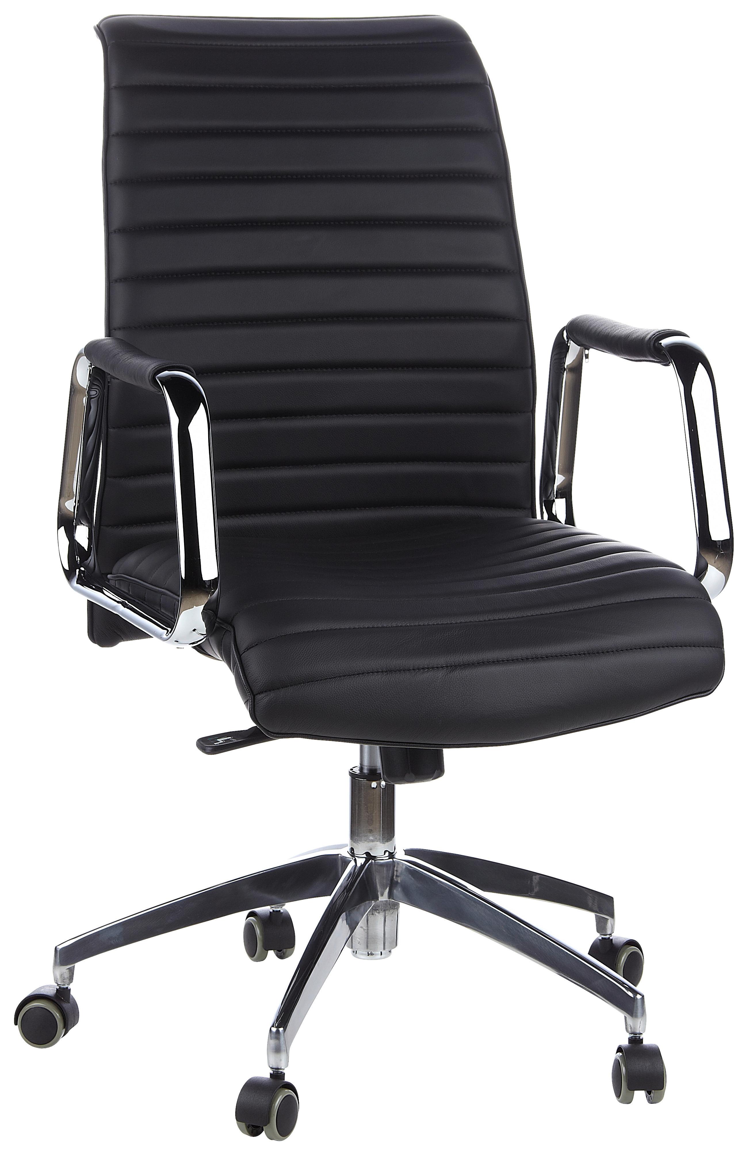 Chefsessel Aspera 10 Schwarz - Silberfarben/Schwarz, MODERN, Leder/Kunststoff (59/114/50cm) - MID.YOU