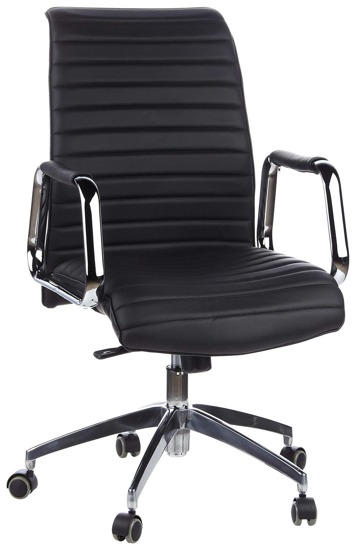Chefsessel Aspera 10 Schwarz - Silberfarben/Schwarz, MODERN, Leder/Kunststoff (59/114/50cm) - MID.YOU