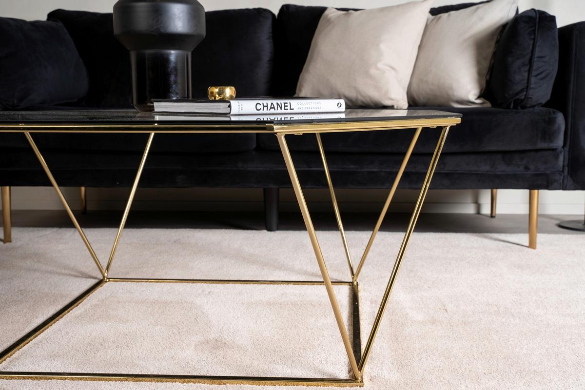 Couchtisch Österlen - Klar/Goldfarben, Design, Glas/Metall (100/100/45cm) - Livetastic