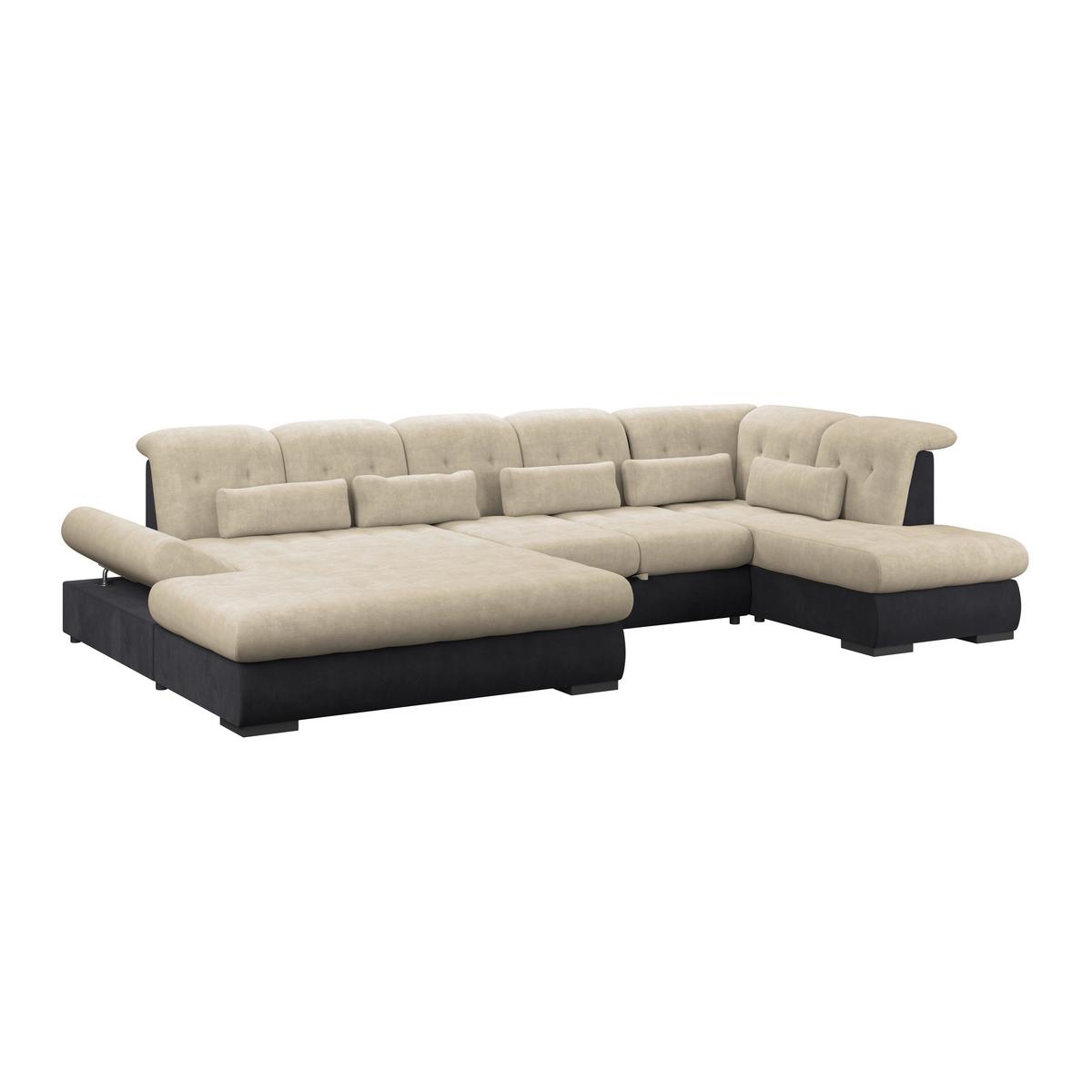 Wohnlandschaft Madera Cremefarben S: 358x212 cm - Anthrazit/Creme, KONVENTIONELL, Kunststoff/Textil (190/358/212cm)