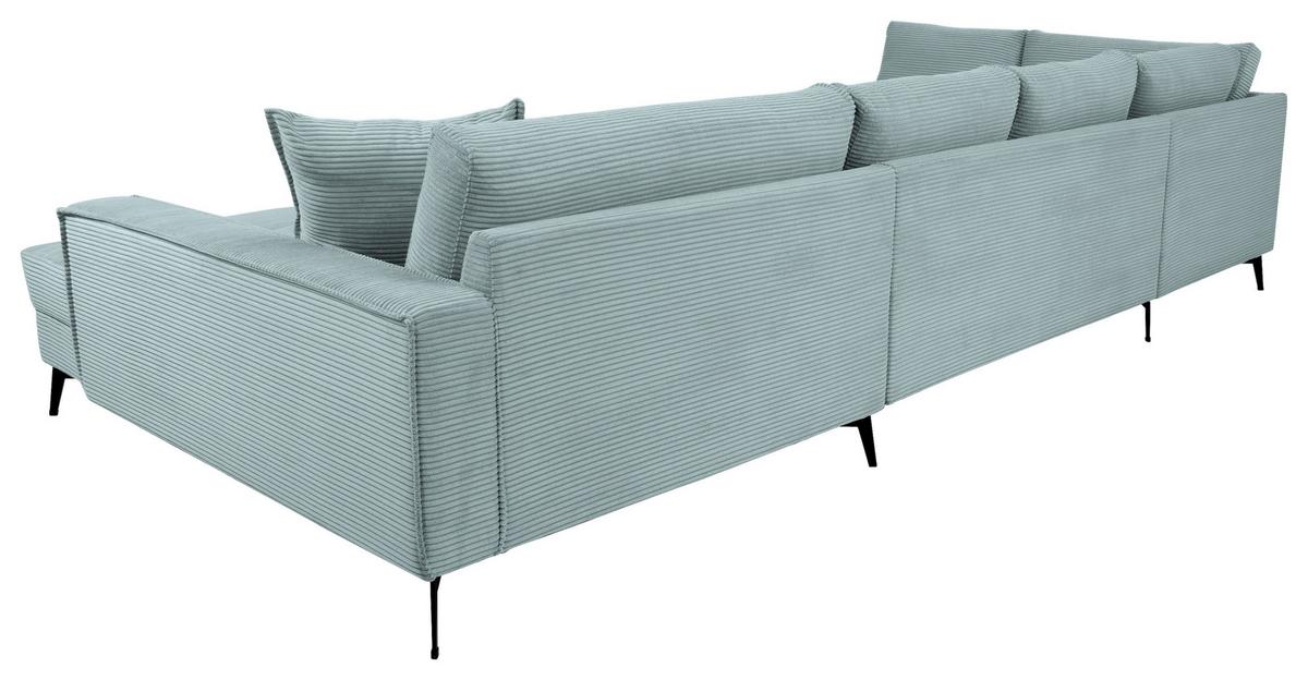 Wohnlandschaft Zero Hellblau U-Form 195x362x173cm - Salbeigrün/Schwarz, Trend, Textil (195/362/173cm)