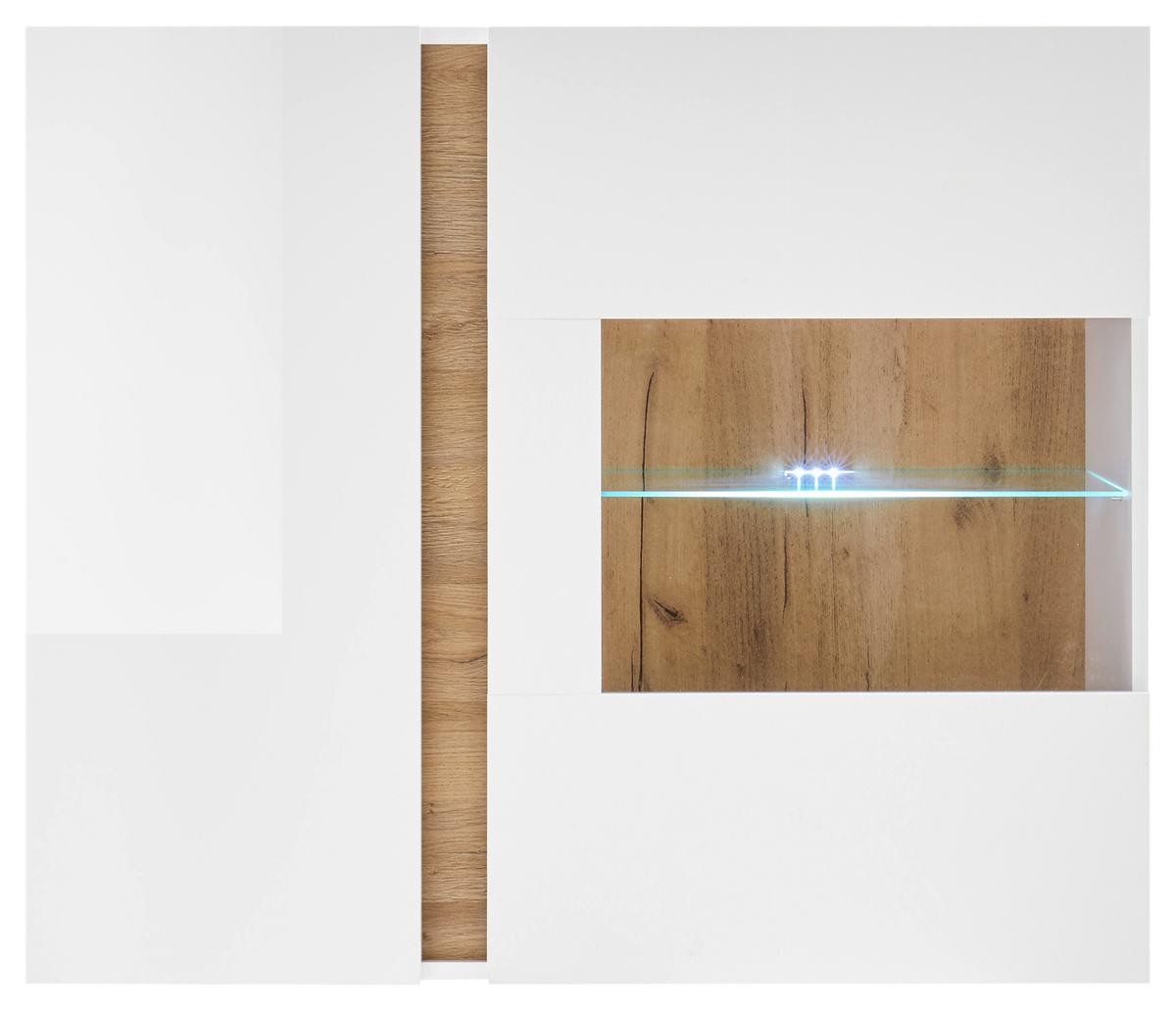 Hängevitrine Clair Weiß/Eiche Dekor B: 97cm - Eichefarben/Weiß, Design, Glas/Holzwerkstoff (97/83/40cm) - MID.YOU