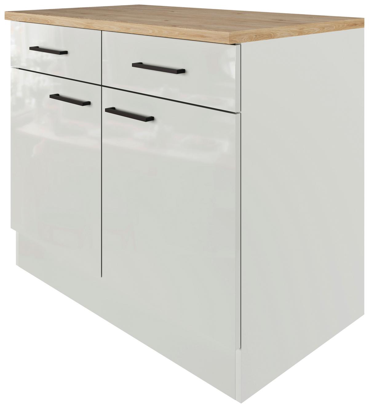 Kuchyňská spodní skříňka LEVI - šedá/černá, Moderní, kov/kompozitní dřevo (100/86/60cm) - FlexWell