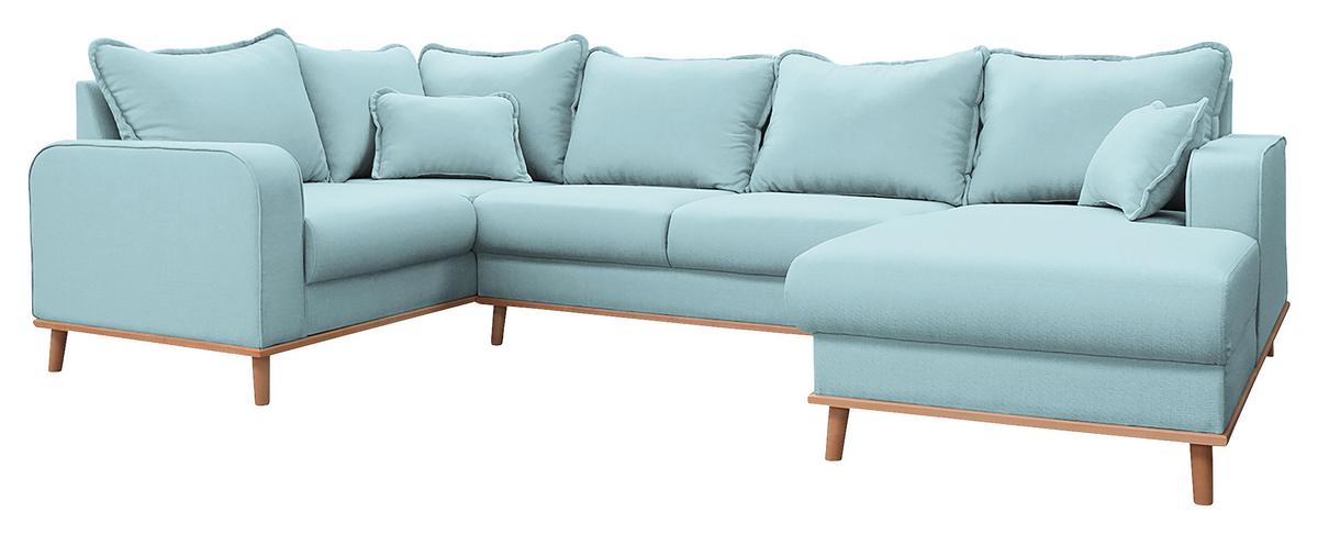 Wohnlandschaft Beata Hellblau U:167x296x170cm - Wengefarben/Hellblau, Design, Textil (167/296/170cm) - Livetastic