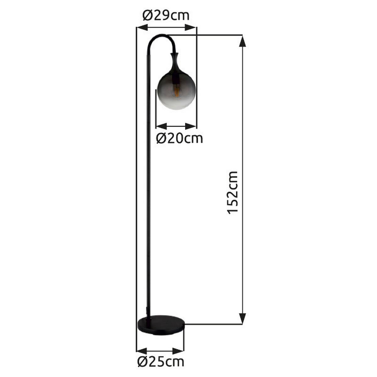 Állólámpa 15885s - fekete/szürke, Design, Üveg/fém (29/25/152cm) - Globo