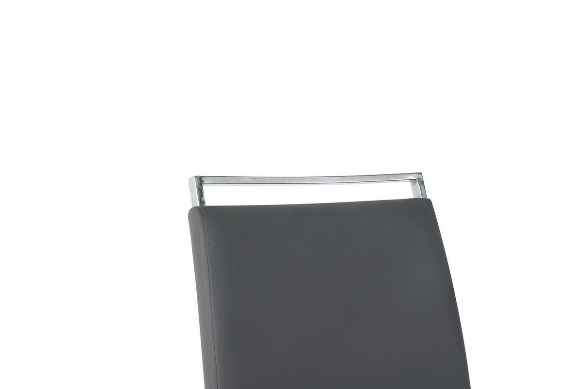 Stuhl-set Lederlook Grau, B: 42cm - Silberfarben/Grau, Design, Kunststoff/Textil (42/101/58cm) - Livetastic