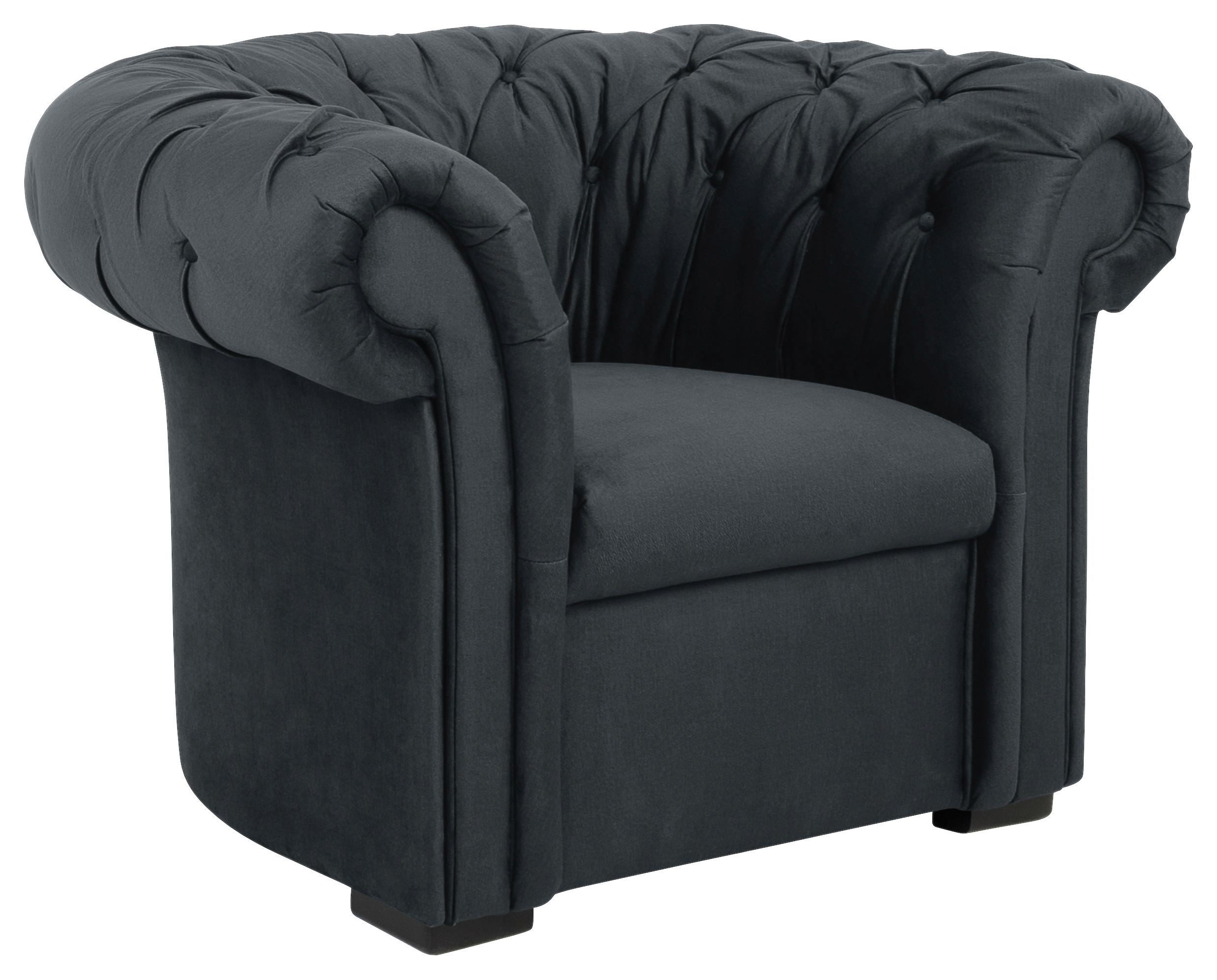 Chesterfield-Sessel Cupido - Anthrazit/Schwarz, Design, Textil (114/78/91cm) - MID.YOU