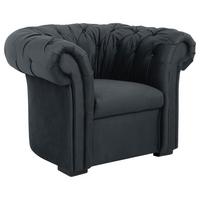 Chesterfield-Sessel Cupido - Anthrazit/Schwarz, Design, Textil (114/78/91cm) - MID.YOU