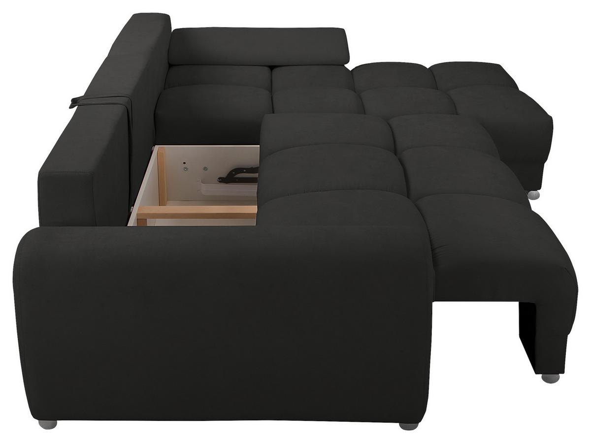 Ecksofa Azzuro Dunkelgrau S: 256x175cm - Dunkelgrau/Silberfarben, Design, Textil (256/175cm) - Livetastic