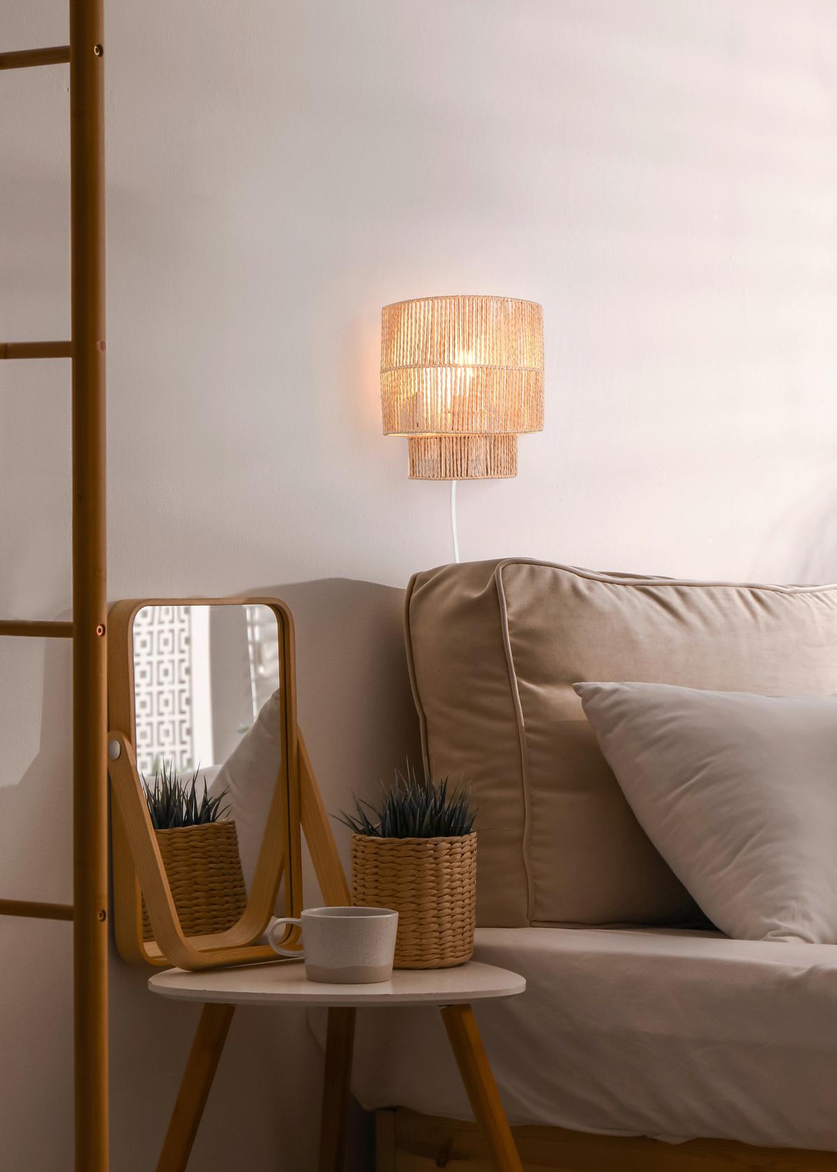 Wandleuchte Satna Braun Weiß B: 24,5 Cm - Braun/Weiß, Natur, Papier (24,5/24,5/14cm)