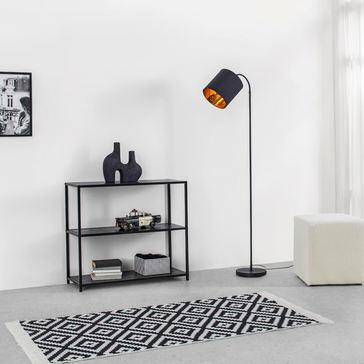 Regal Bastian černá - černá, Moderní, kov/kompozitní dřevo (77/68/30cm) - Based