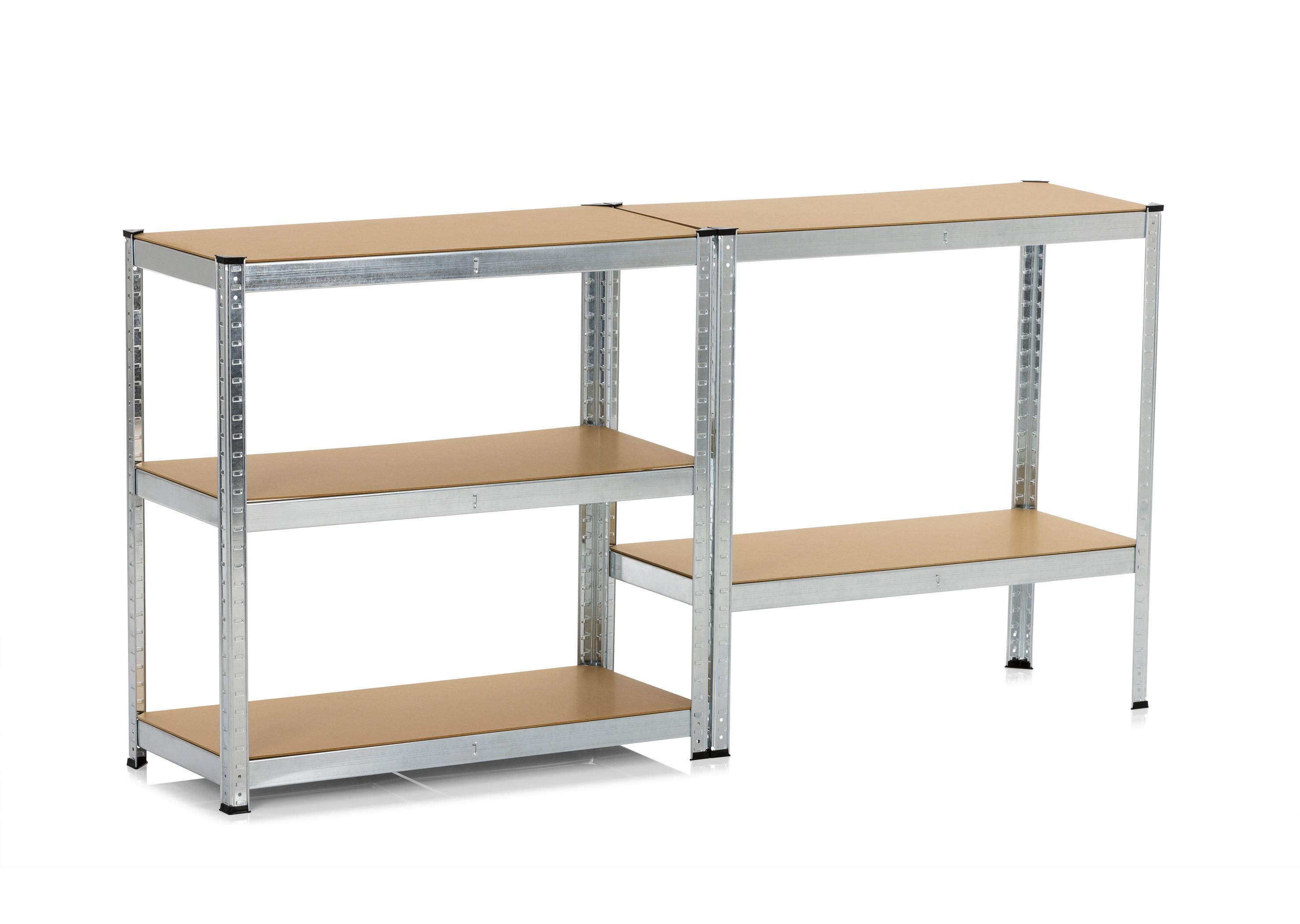 Nagy Teherbírású Polc Julian *TOP ÁR* - ezüst/natúr, Modern, műanyag/faalapú anyag (90/180/40cm) - Best Price