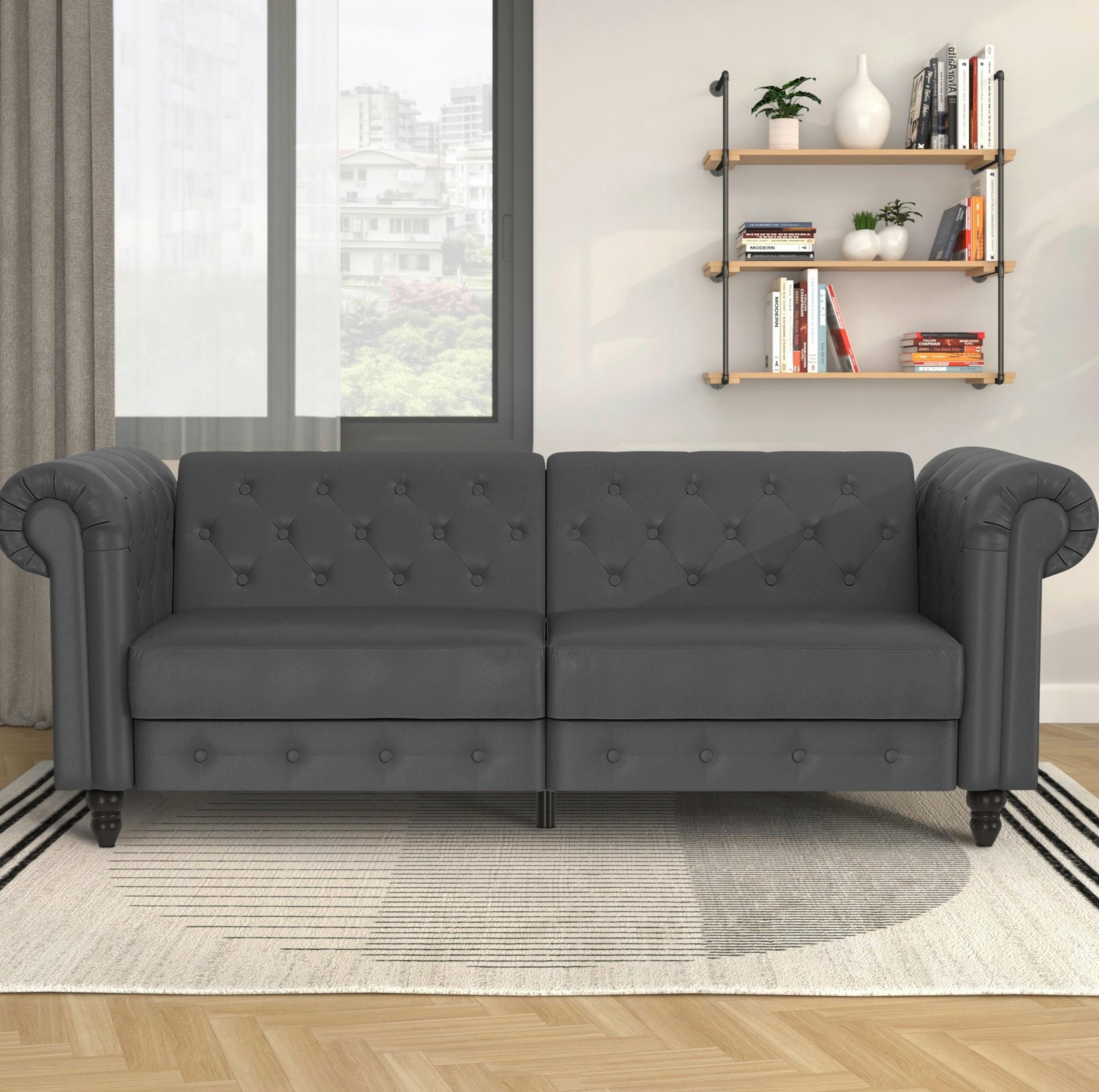 Schlafsofa Firenze Grau, mit Schlaffunktion - Schwarz/Grau, Basics, Textil (236/83cm) - Livetastic