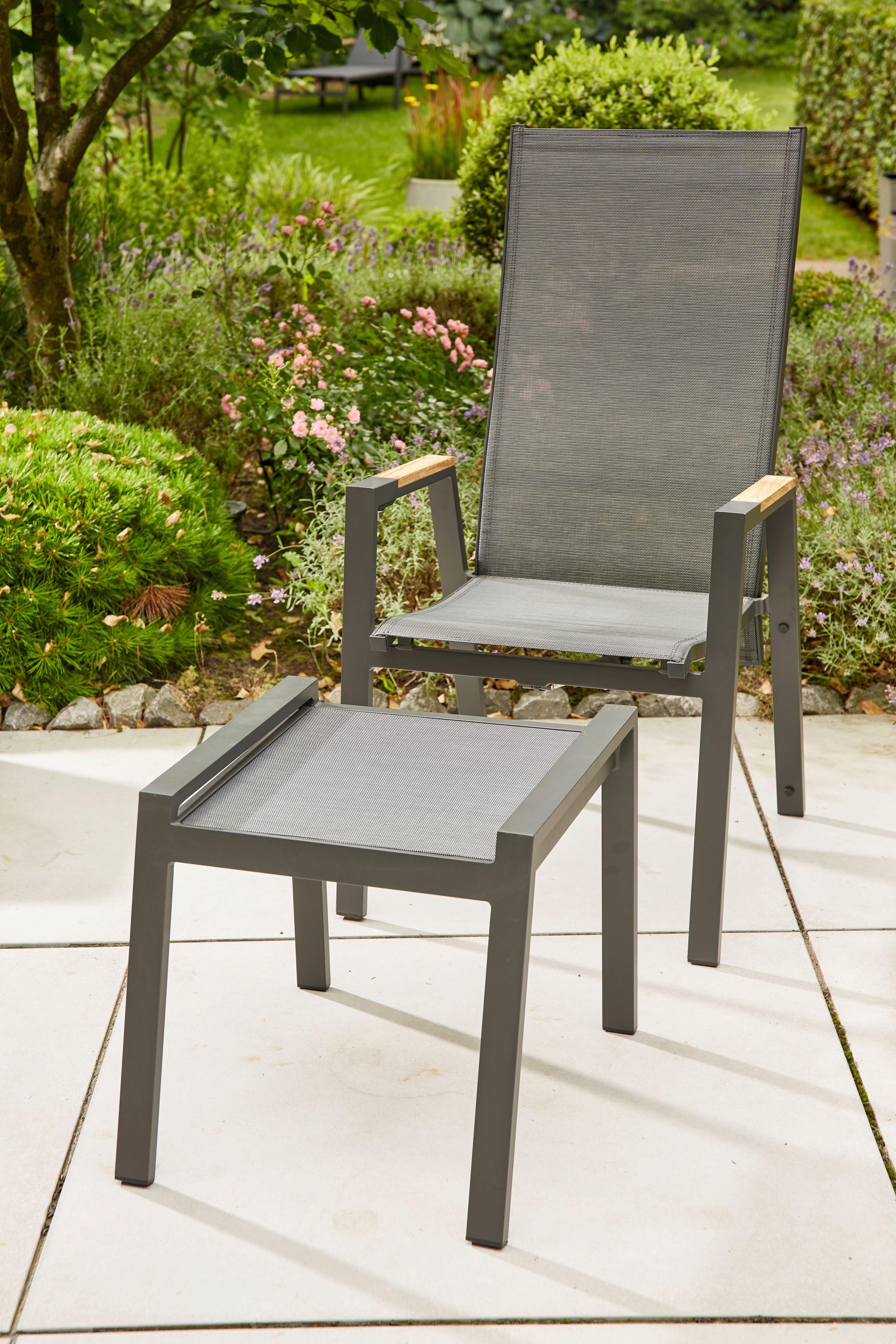 Gartenhocker Metall/Kunststoff Anthrazit Stapelbar/Wetterfest - Anthrazit, MODERN, Kunststoff/Metall (58/46,5/50cm) - Siena Garden