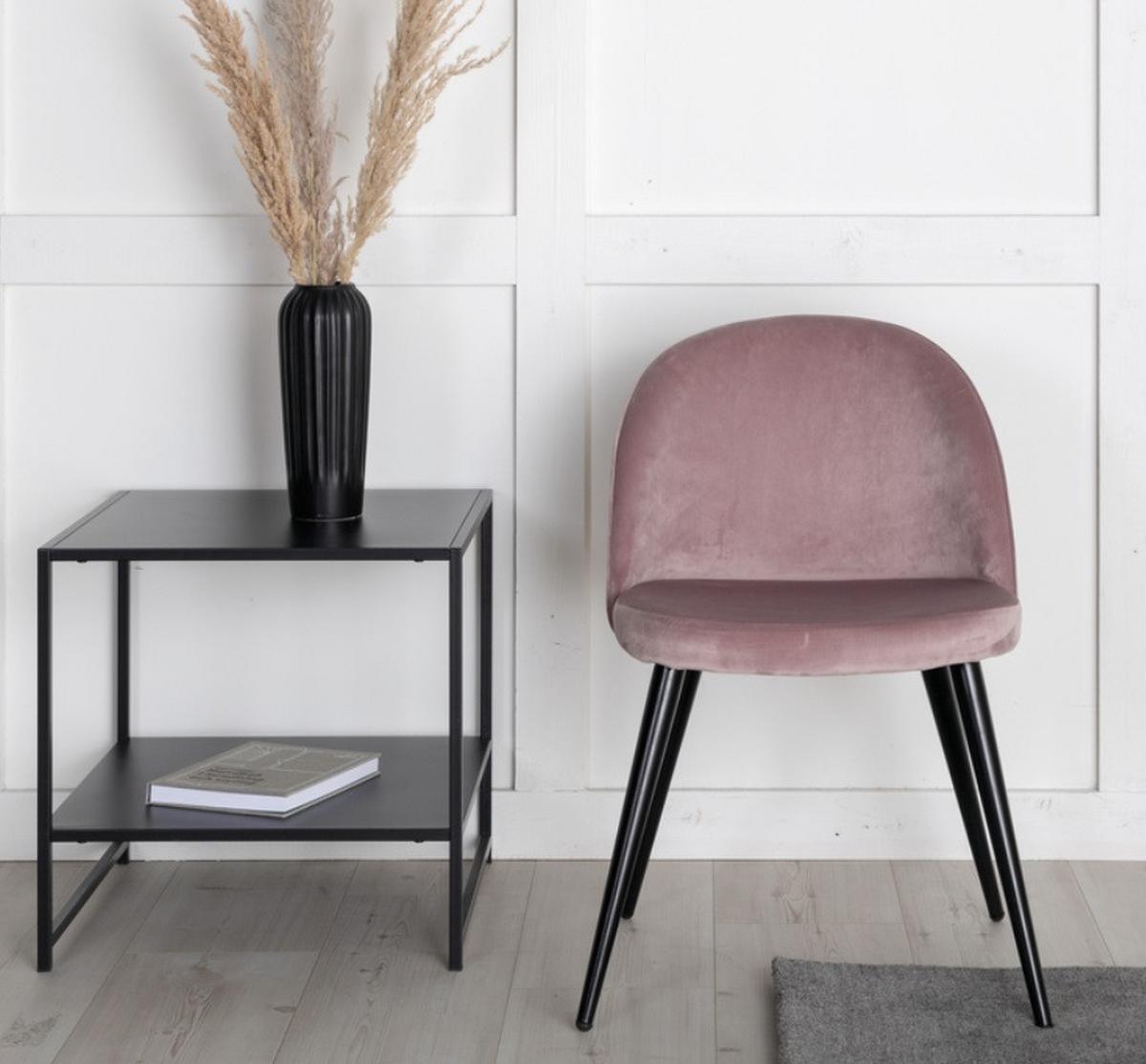 Stuhl Velvet Schwarz/Rosa B: 50 cm - Schwarz/Rosa, Design, Textil/Metall (50/76,5/57cm) - Livetastic
