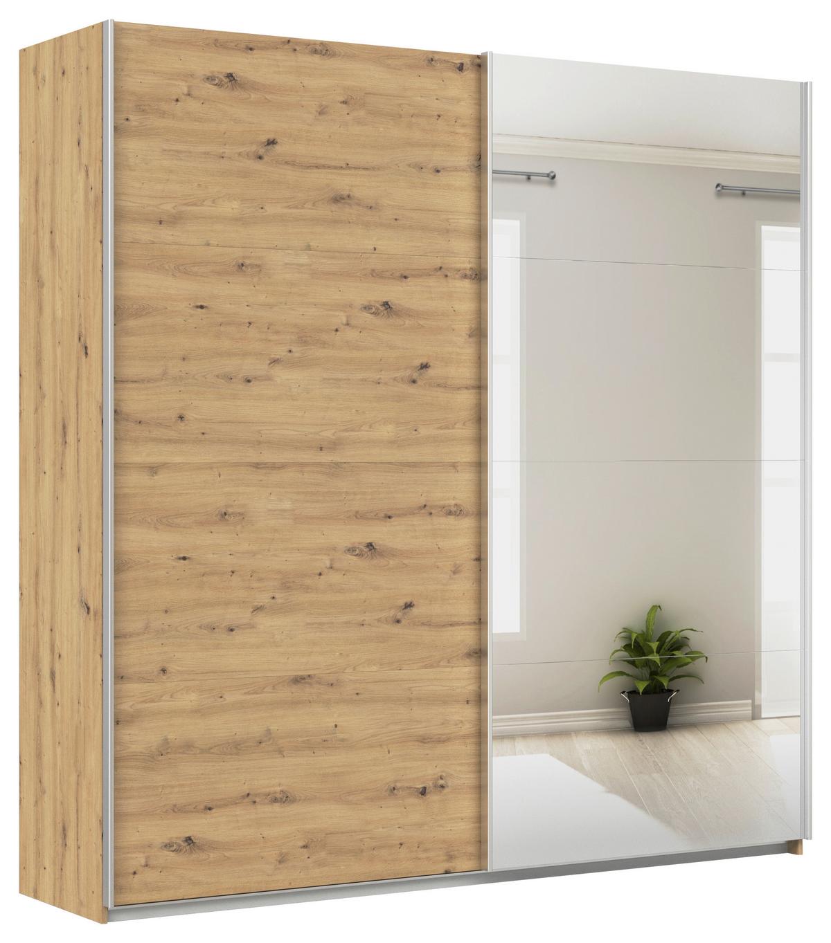 Tolóajtós Szekrény Feldkirch 225/229 Cm - Artisan tölgy/ezüstszínű, Modern, faalapú anyag (225/229/62cm)