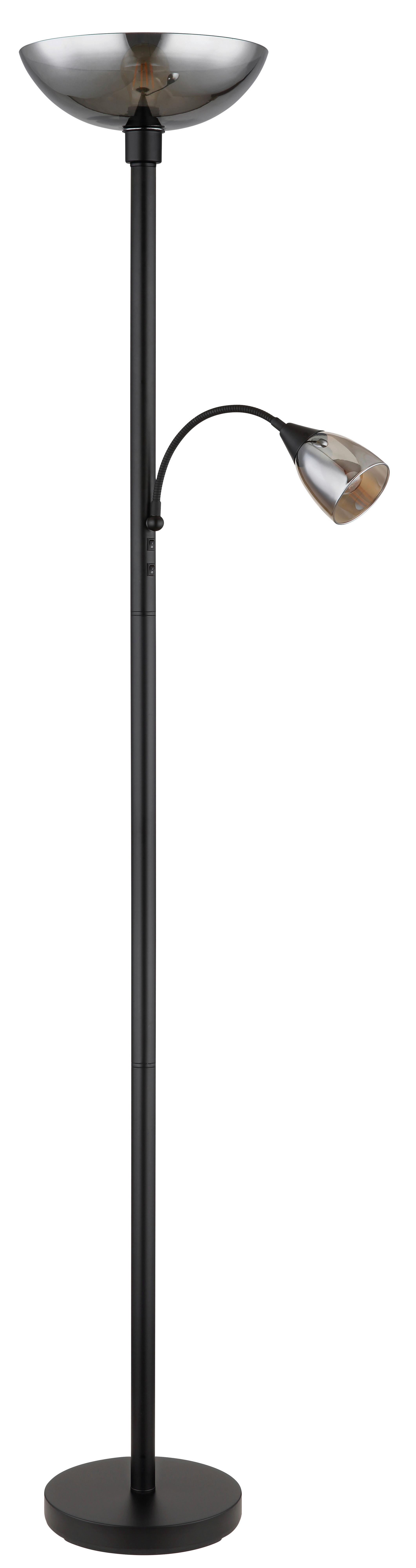 LED-Deckenfluter 58903 - Hellgrau/Schwarz, KONVENTIONELL, Glas/Textil (30/178cm) - Globo