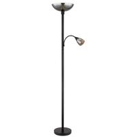 Led-deckenfluter 58903 - Hellgrau/Schwarz, KONVENTIONELL, Glas/Textil (30/178cm) - Globo