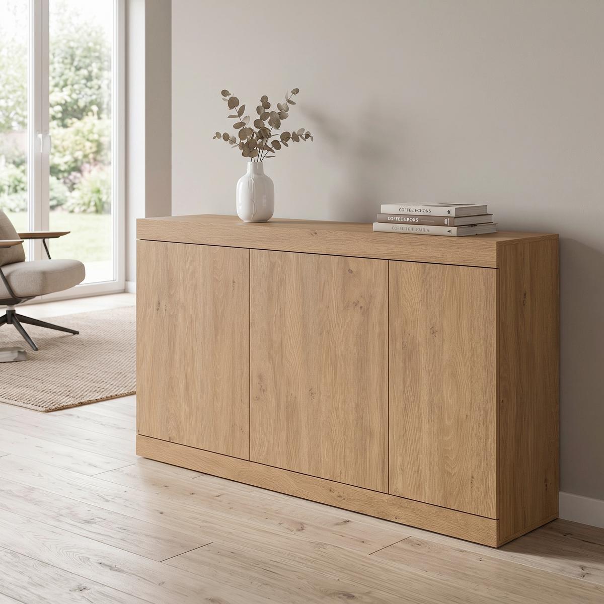 Sideboard Aretta Eichefarben B: 160 cm - Eichefarben/Schwarz, MODERN, Holzwerkstoff (160/91,6/41,8cm)