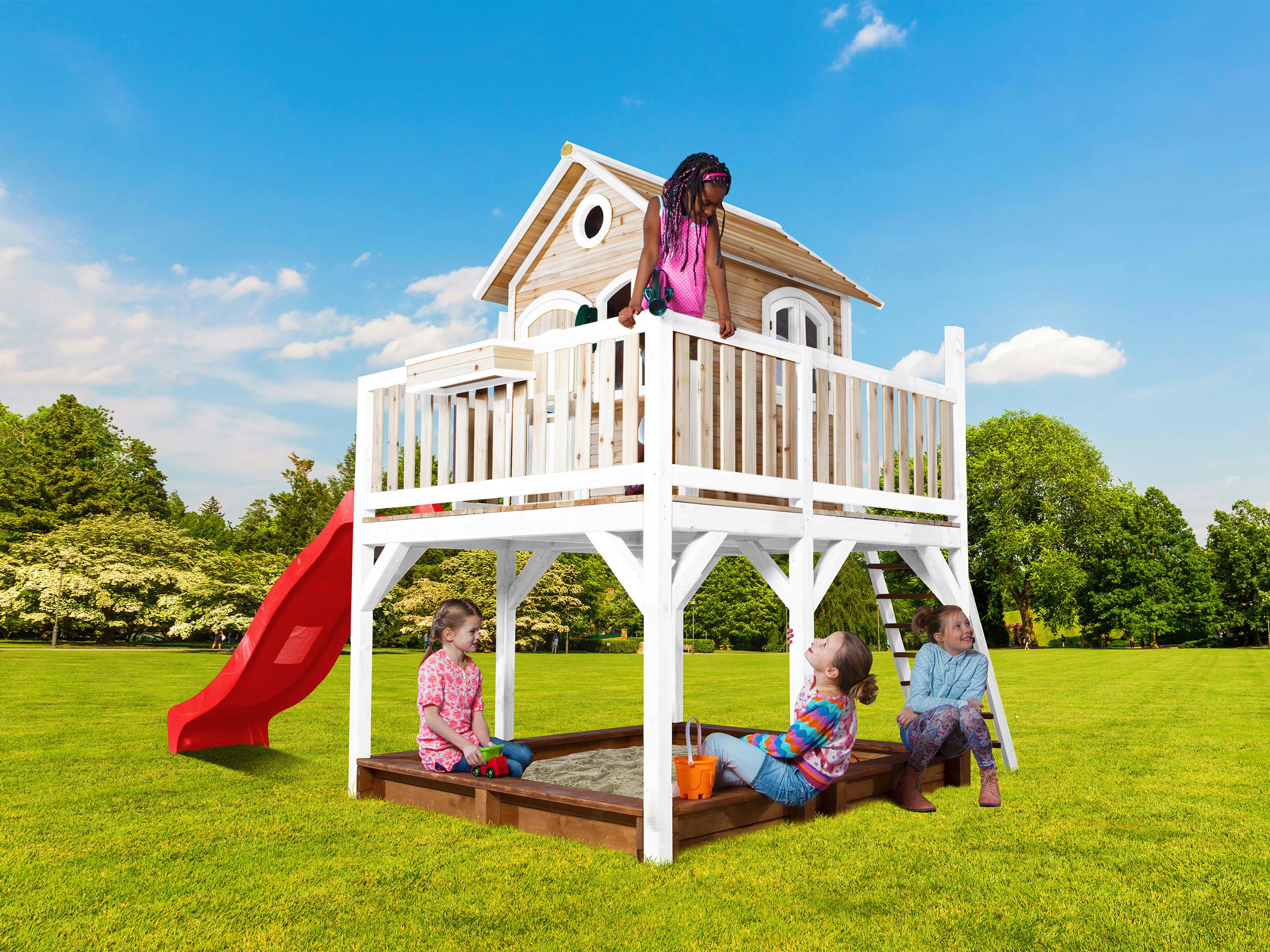 Spielturm A030.151.21 - Rot/Braun, KONVENTIONELL, Holz (377/291/255cm) - Ambia Garden