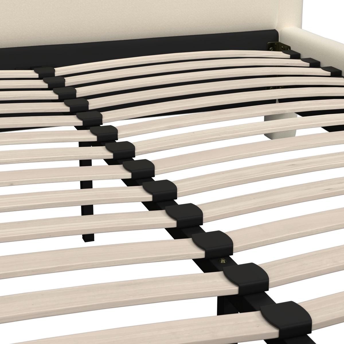 Čalouněná postel XIRELIA 160x200 cm, slonovinová - barvy dubu/slonovinová, Moderní, kov/dřevo (160/200cm) - Bessagi Home