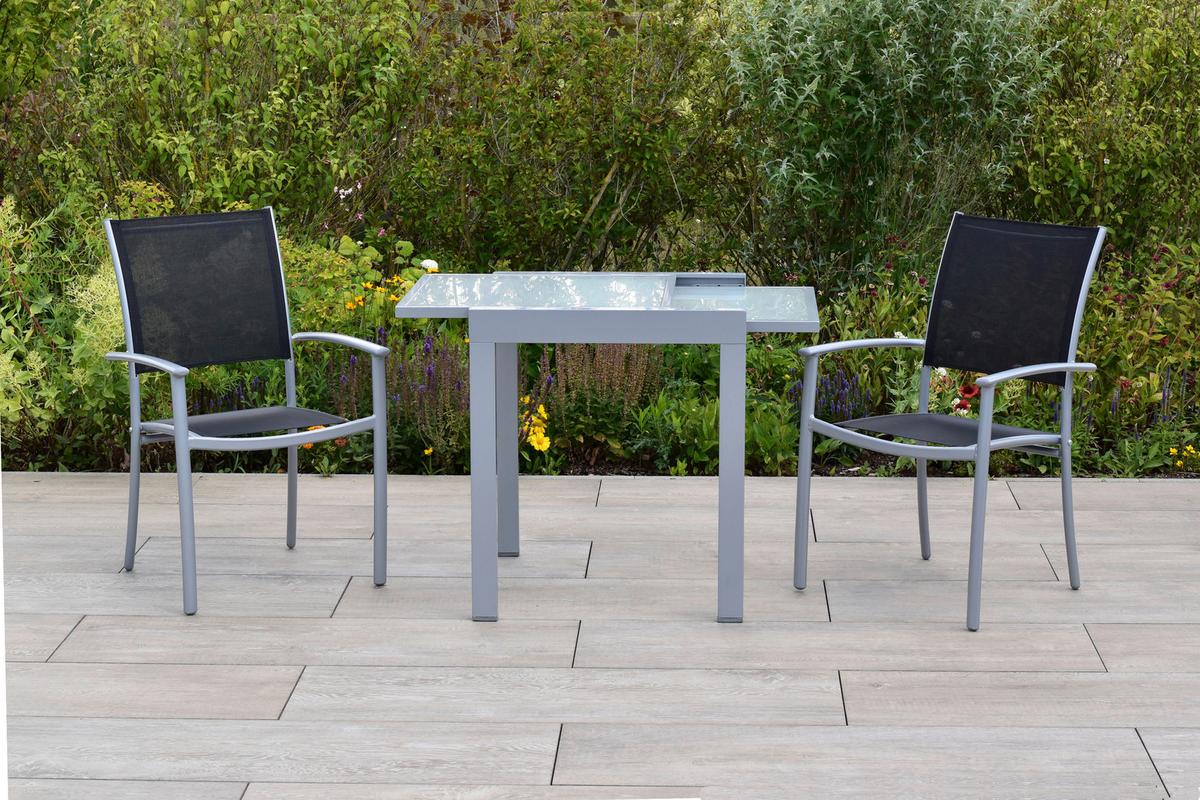 Gartenset Milano - Silberfarben/Schwarz, MODERN, Textil/Metall - Gardenson