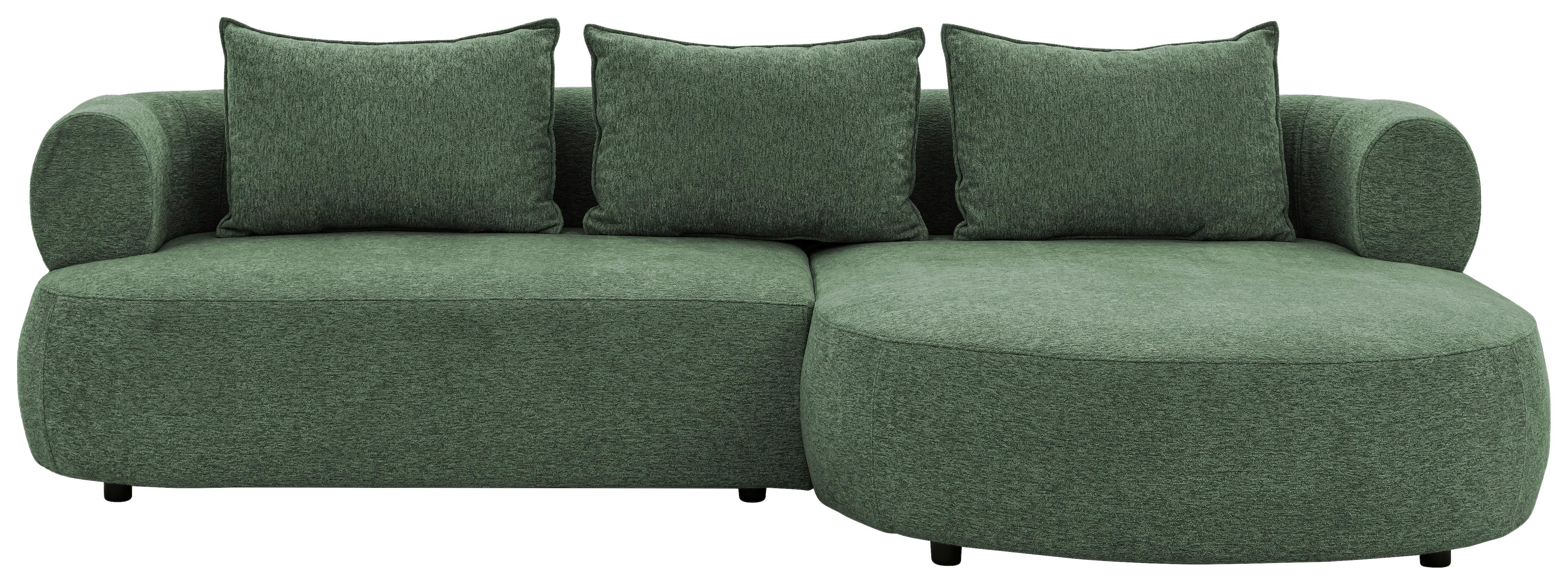 Ecksofa Ferro Grün S: 256x156 cm - Schwarz/Grün, Design, Textil (256/156cm) - Livetastic