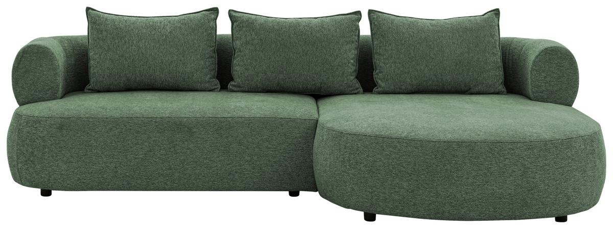 Ecksofa Ferro Grün S: 256x156 cm - Schwarz/Grün, Design, Textil (256/156cm) - Livetastic