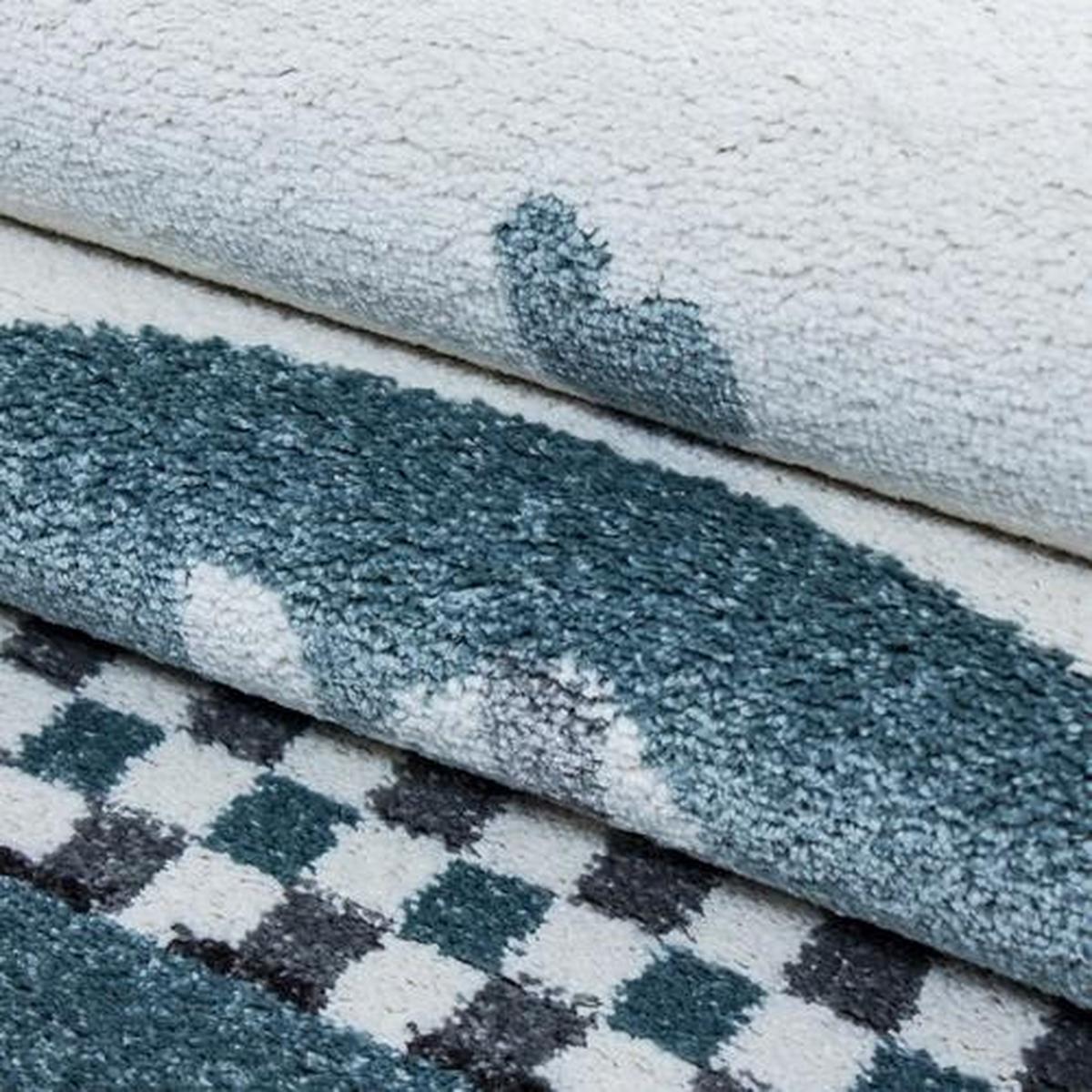 Kinderteppich Rund Elefant Blau/grau/weiß Kids Ø 160 Cm - Blau/Weiß, Trend, Textil (160cm)