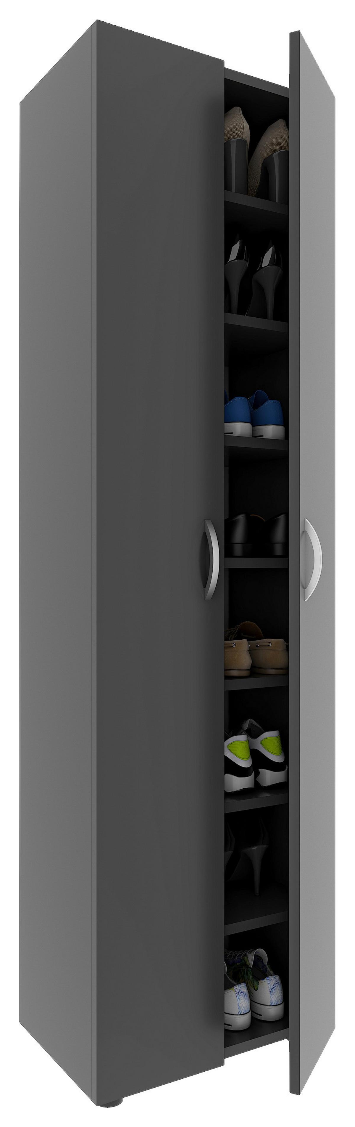 Botník ULAS antracit - šedá/antracitová, Moderní, kov/kompozitní dřevo (49/173/30cm) - MID.YOU