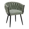 Židle s područkami zelená ženilka - černá/světle zelená, Moderní, kov/dřevo (64/78/55cm) - Premium Living